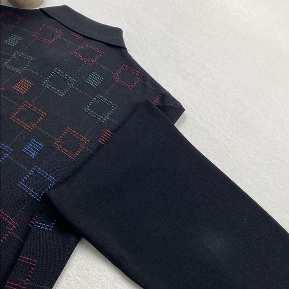 St. Croix Knits Vintage Wool Blend Geometric Pattern Long Sleeve Sweater Polo - Picture 16 of 16